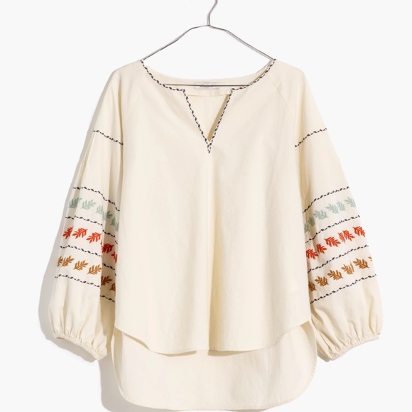 Madewell Tops - Madewell Embroidered Peasant Top